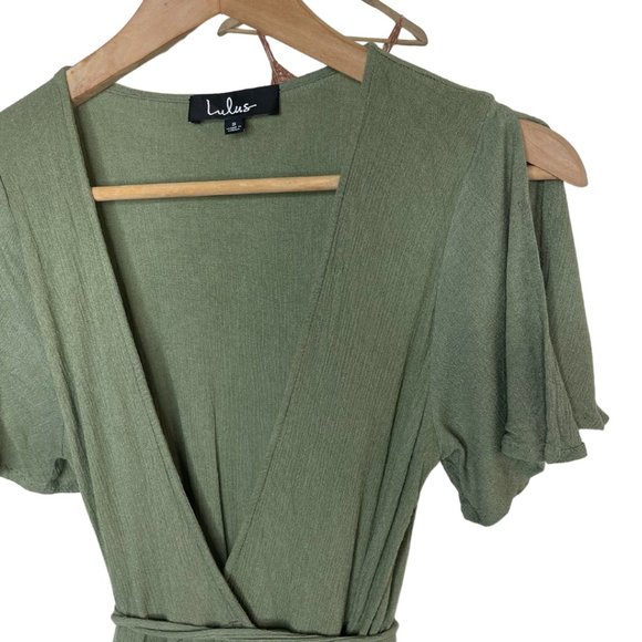 ๐ LULU'S | Much Obliged Washed Olive Green Wrap Maxi Dress | Size S - Picture 6 of 12